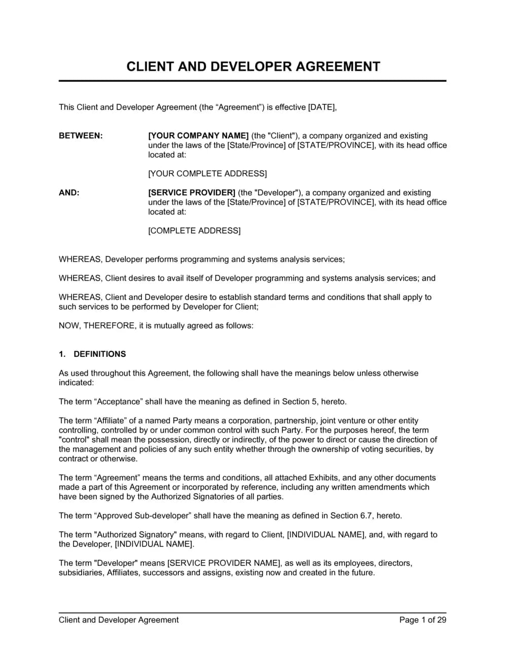CLIENT AGREEMENT / TERMS & CONDITIONS